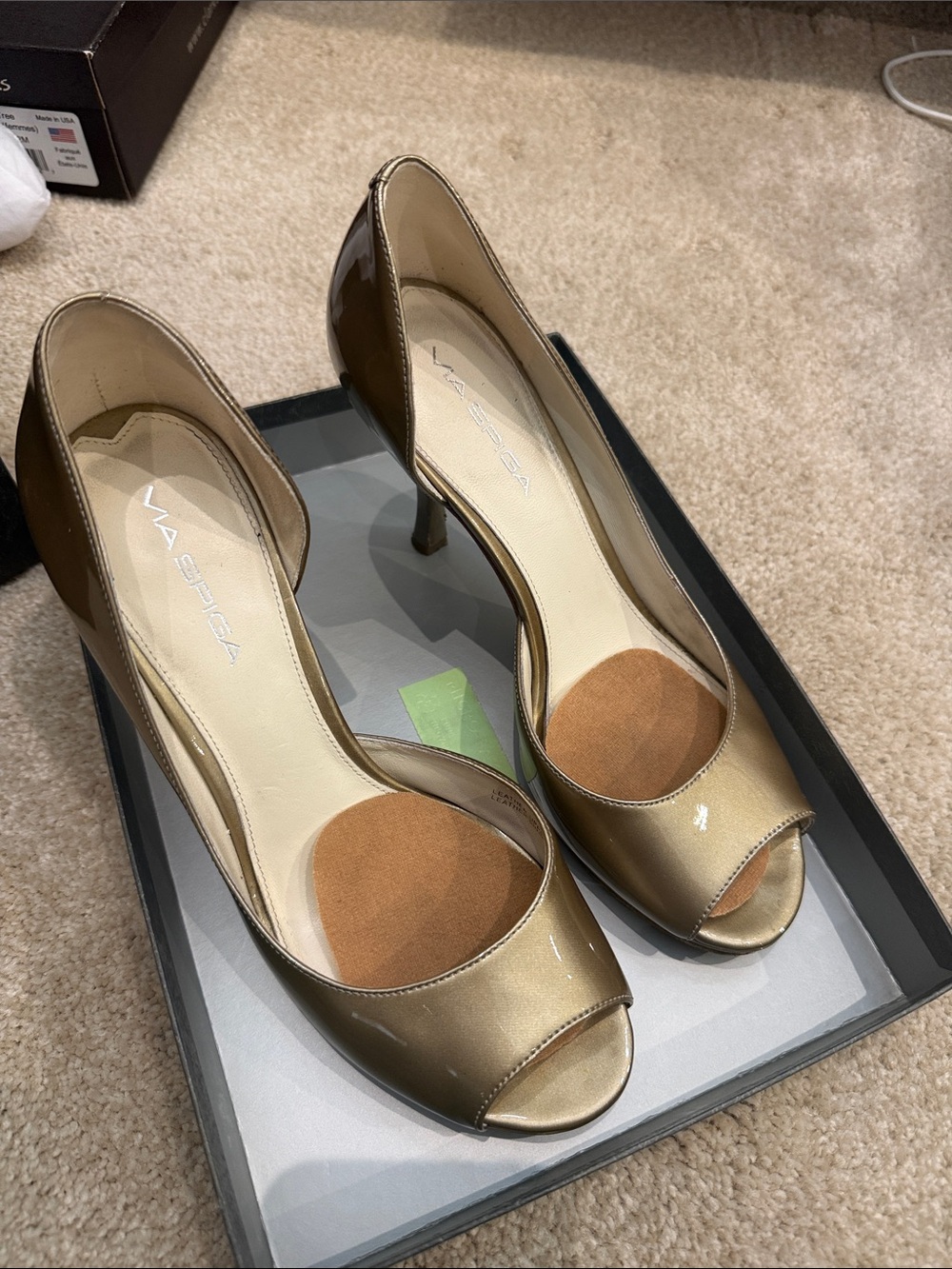 Gold Peep-Toe Heels - Elegant Women's Dress Pumps